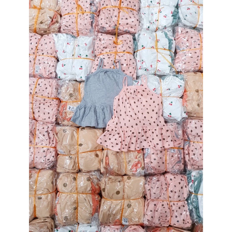 Váy 2 dây cho bé, sét 2 váy hai dây HM chất cotton hàng xuất dư cho bé từ 8 đến 20kg