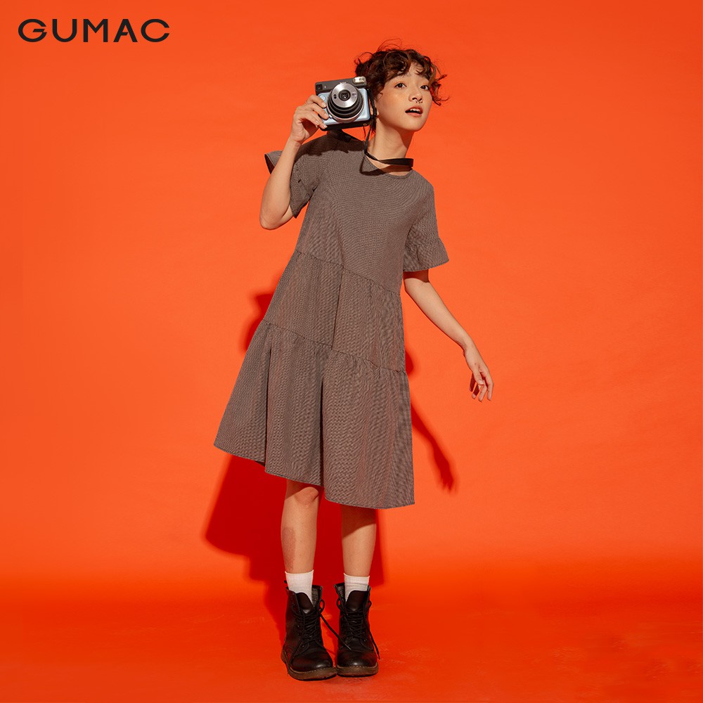 Đầm suông nữ GUMAC babydoll tay ngắn bèo, trẻ trung màu Đen - Vàng đủ size DA12126 | BigBuy360 - bigbuy360.vn