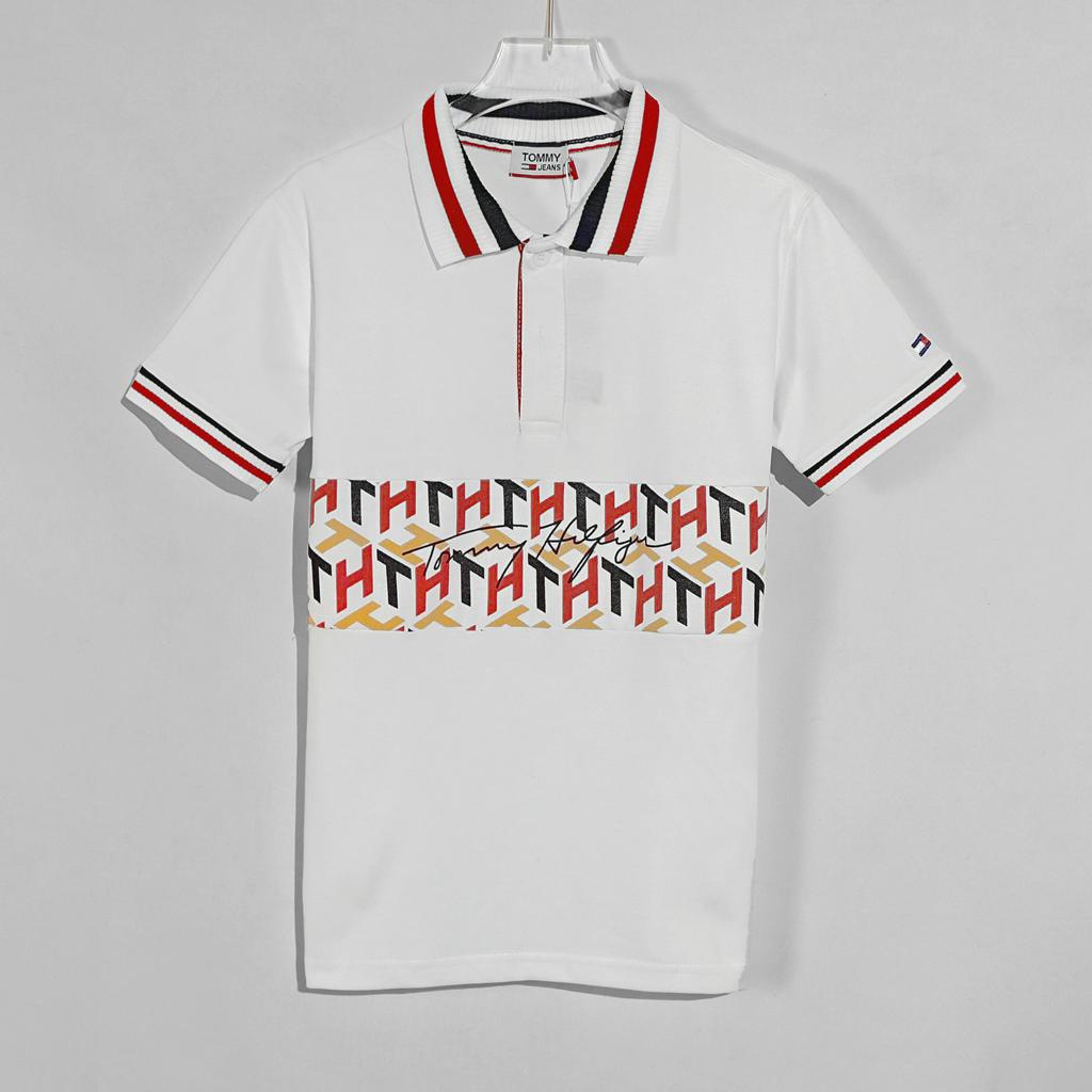 Áo polo Tom.my họa tiết phối chất vải cá sấu 100% cotton dầy dặn mềm mịn thoáng mát full tag