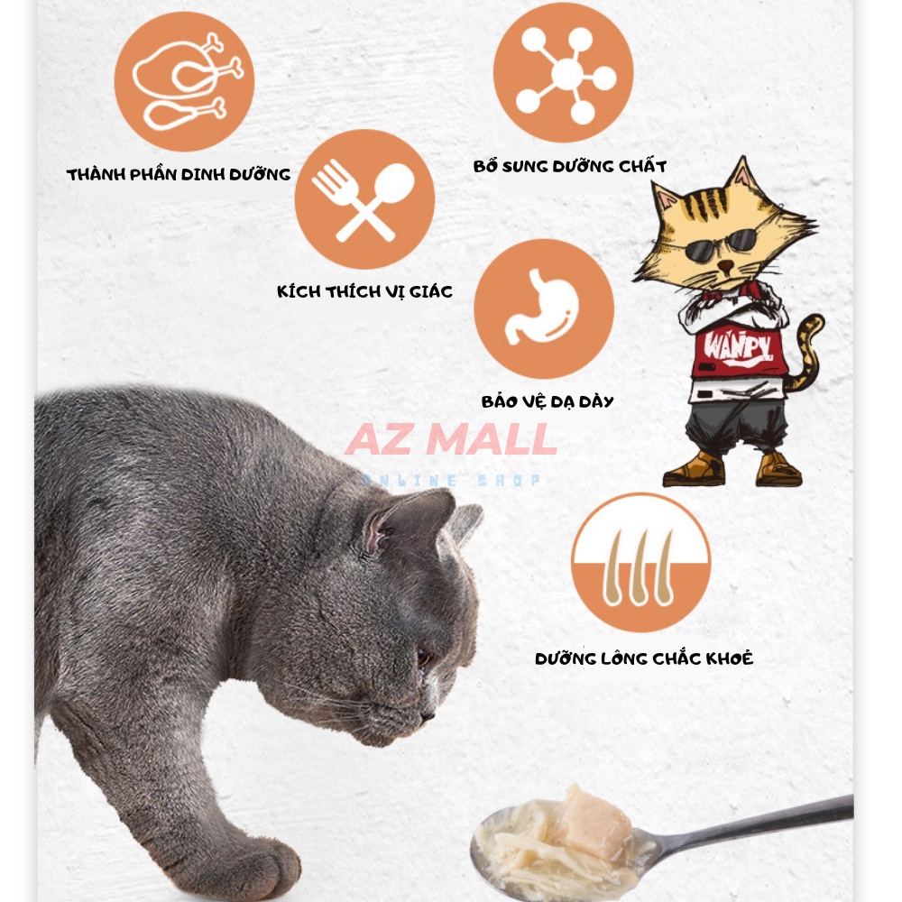 Pate Wanpy Happy 100 Cho Mèo Gói 70g - Pate Cho Mèo 6 Vị Hấp Dẫn- Hery Pet