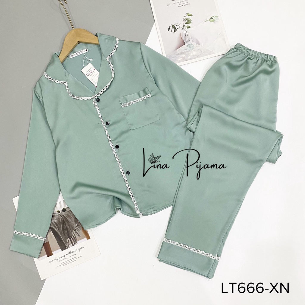 ❤️ Bộ Lụa Trơn Dài Tay Siêu Sang Chảnh, Bộ Mặc Nhà Cổ Ren Cao Cấp Mềm Mát | BigBuy360 - bigbuy360.vn