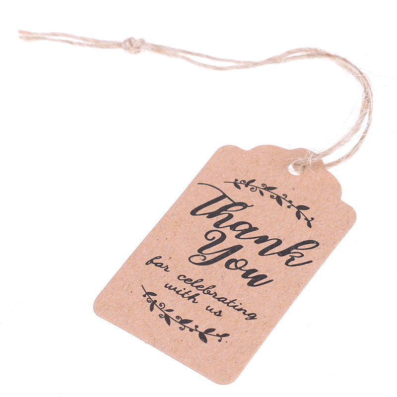 Set 100 Thẻ Giấy In Chữ Thank You Màu Nâu Dùng Để Trang Trí Quà Tặng