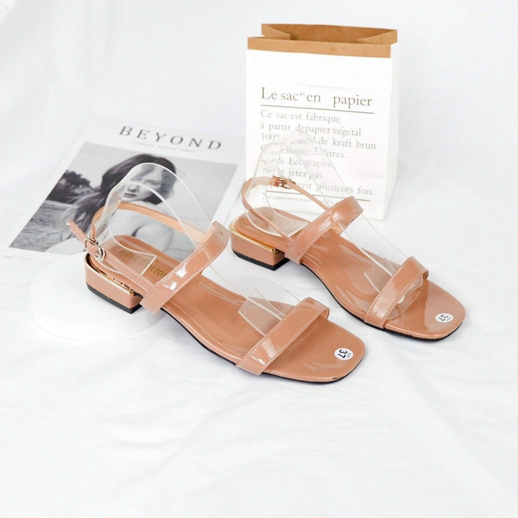 Sandal nữ đế bệt 3 phân công sở quai ngang gót vuông thời trang giá rẻ Mizi SD101