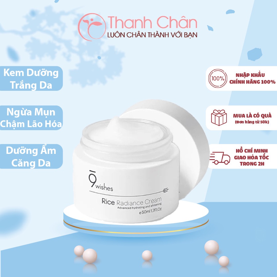 Kem Dưỡng 9 Wishes Từ Gạo Dưỡng Ẩm Trắng Da, Chống Lão Hoá  9 Wishes Rice Radiance Cream 50ml