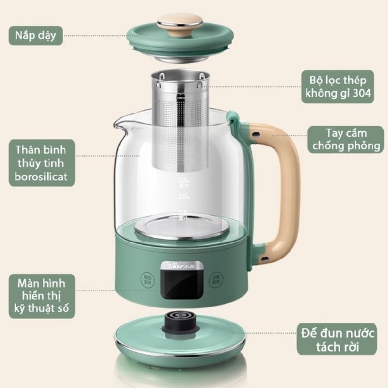 Máy Pha Trà Đa Chức Năng Bear YSH-C08T1