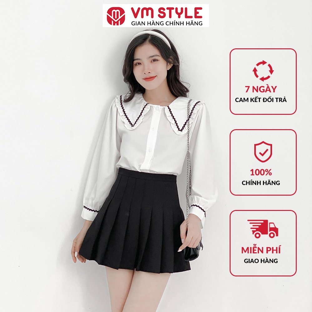 Áo sơ mi nữ VMSTYLE tay bồng cổ sen phối viền thanh lịch - 10382 - ASU00211