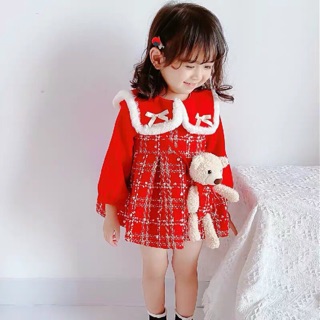 Váy dạ xinh xắn kèm gấu cho bé 9-20kg
