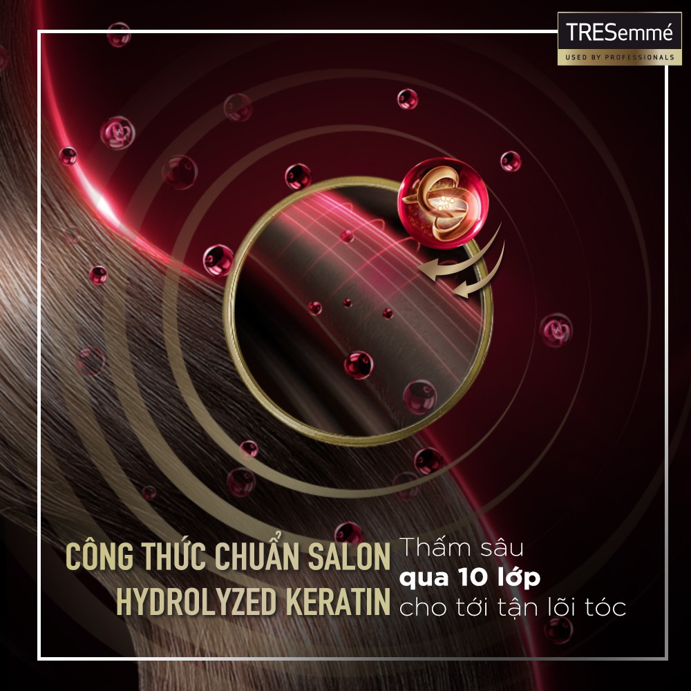 Combo Dầu Gội, Dầu Xả, Kem Ủ, Serum TRESEMME Keratin Smooth Cho tóc khô xơ rối Vào Nếp Suôn Mượt 640g, 620g, 180ml, 97ml