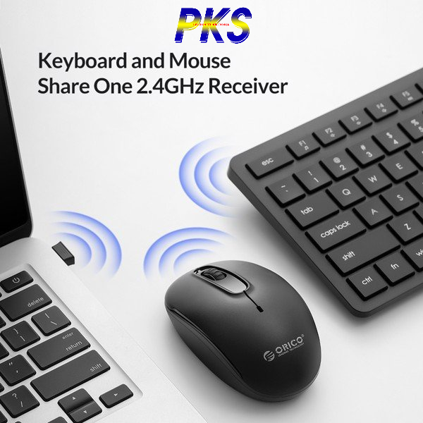 Bộ Bàn Phím Chuột Không Dây 1600 DPI Orico WKM01-BK - Hàng Chính Hãng