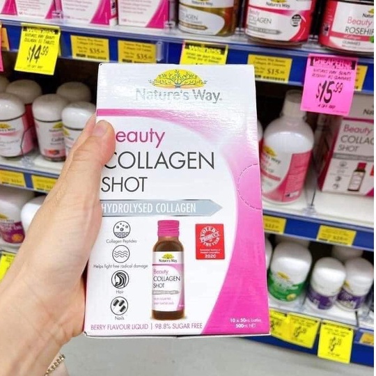 Collagen Shot Dạng Nước, Làm Đẹp Da, Giảm Nếp Nhăn - Nature’s Way Beauty Collagen Shot (Hộp 10 ống)