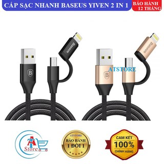 Cáp Sạc Nhanh Baseus Yiven 2 in 1 Chính Hãng I Micro USB - Iphone/Ipad - Bh 12 Tháng