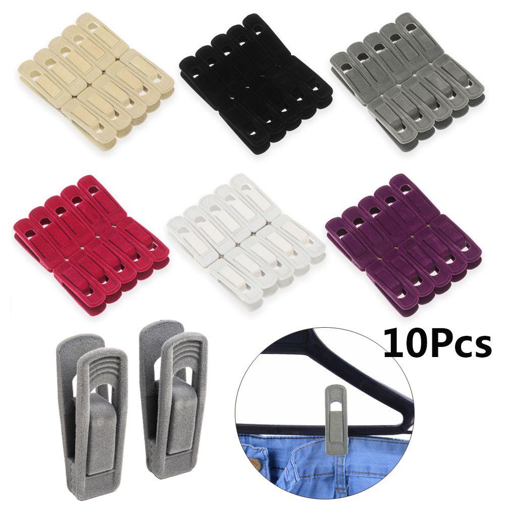 GOGOUP Set 10 Móc Treo Quần Áo Đa Năng Tiện Dụng Bằng Chất Liệu Nhung