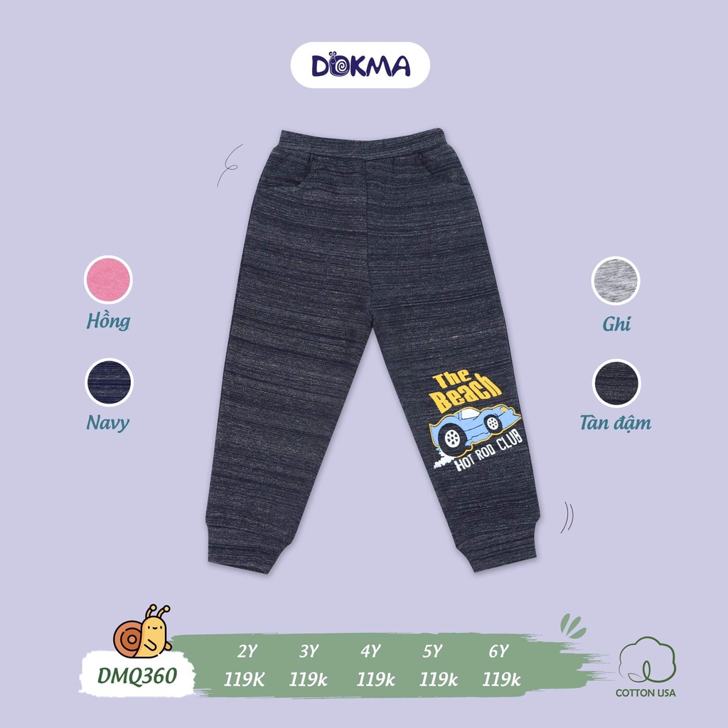 DMQ360 Quần dài bo ống kid Dokma vải cotton dày vừa (2-6T)