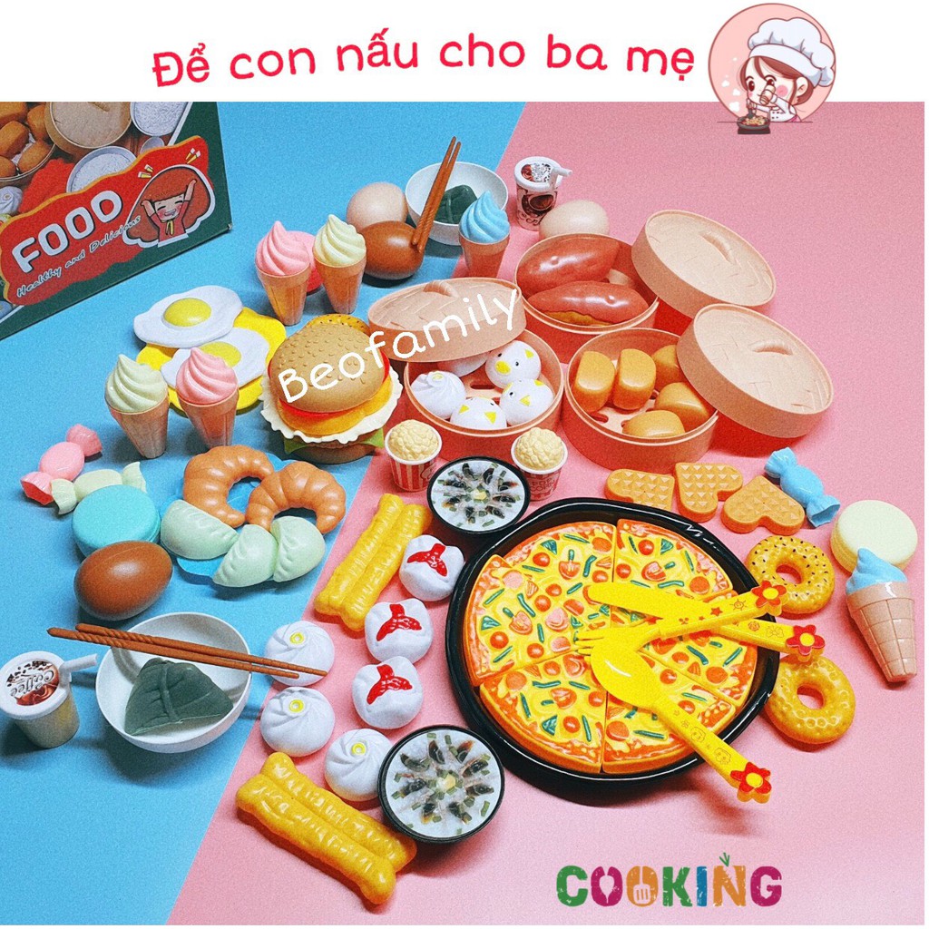 [HÀNG LOẠI 1 - CÓ HỘP ĐẸP] Bộ Đồ Chơi Nấu Ăn DIMSUM Hơn 80 Chi Tiết Cho Bé Beofamily