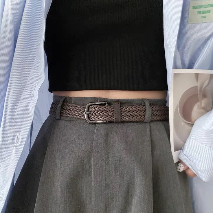 Thắt lưng nữ vải đan vintage thời trang cổ điển không co giãn bản 2.5cm TL136 - Thắt Lưng Giá Tốt
