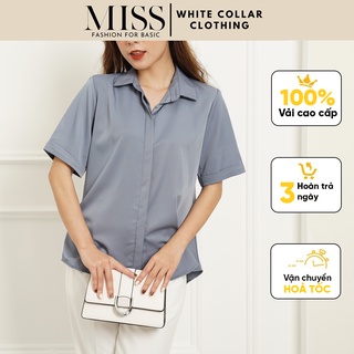 Áo công sở nữ tay ngắn, sơ mi lụa cao cấp thời trang công sở miss clothings sm-02
