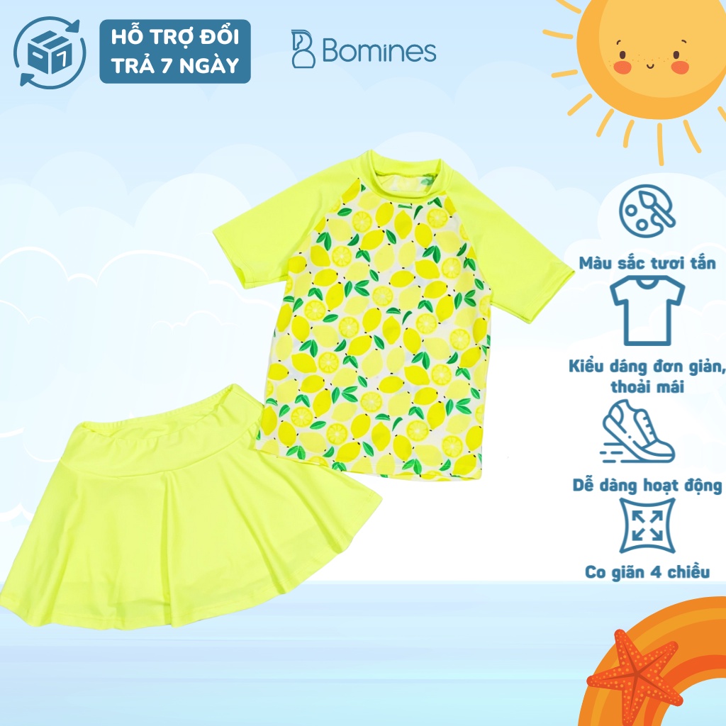 Đồ bơi bé gái BOMINES cho bé từ 3 tuổi đến 14 tuổi khoảng 12kg đến 42kg