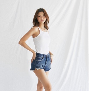 TheBlueTshirt - Quần Shorts Jeans Lưng Cao Nữ - The Shorts You ve Been Waiting For - Real Blue Wash
