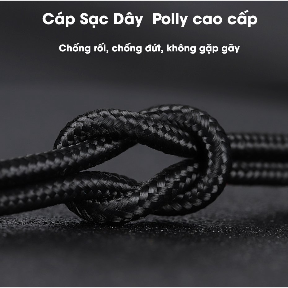 Dây Sạc 3 Đầu Đa Năng, Dây sạc 3 trong 1 Bọc Dù Sạc Nhanh Chống Đứt Gãy Siêu Bền