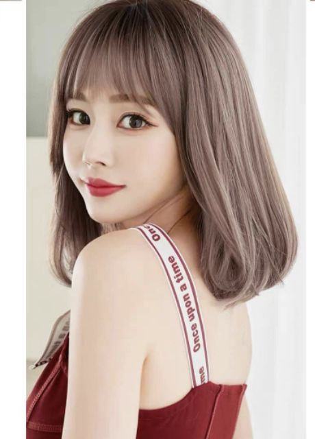 Tóc giả nguyên đầu cúp ❤️❤️ FREESHIP ❤️❤️ nguyên đầu cúp tự nhiên hồng khói, 3016