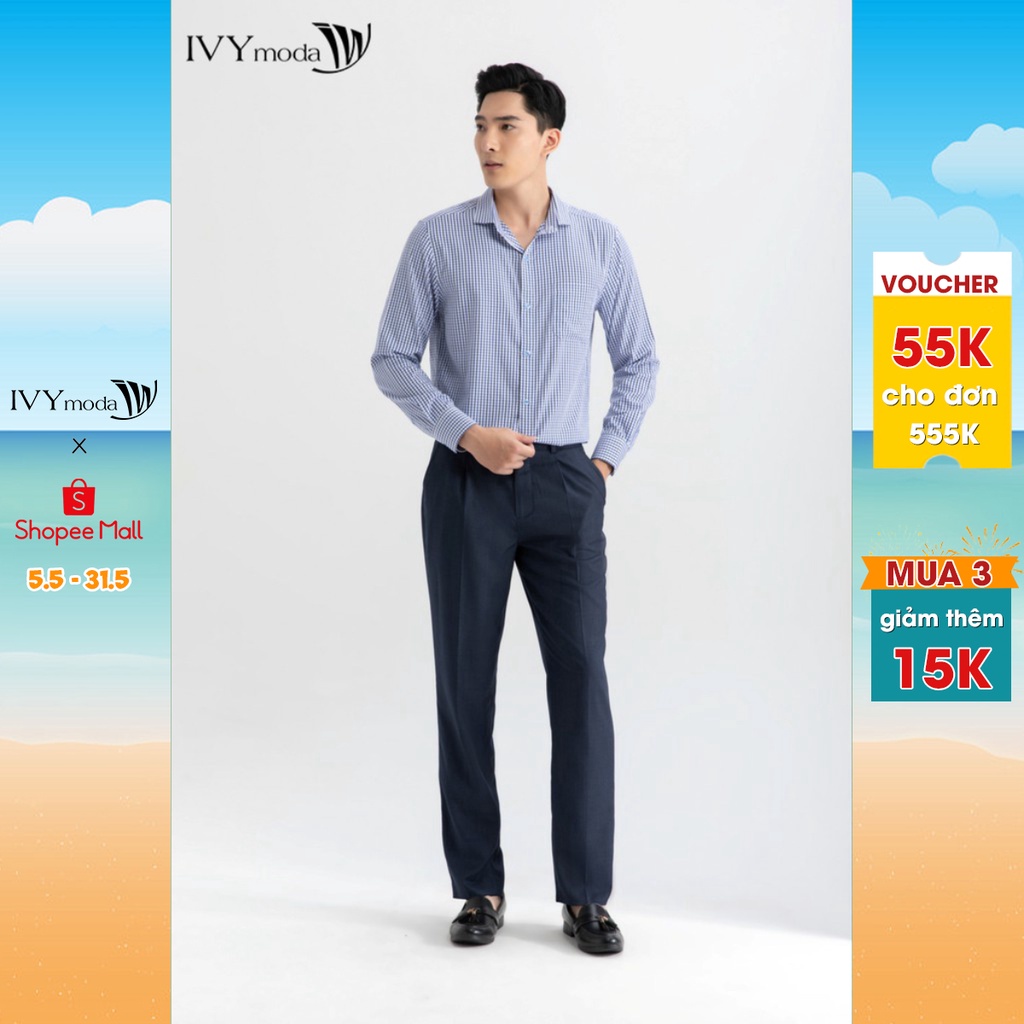 [NHẬP WABRTL5 GIẢM 10% TỐI ĐA 50K ĐH 250K ]Quần dài nam Regular cạp 2 khuy IVY moda MS 22E2922