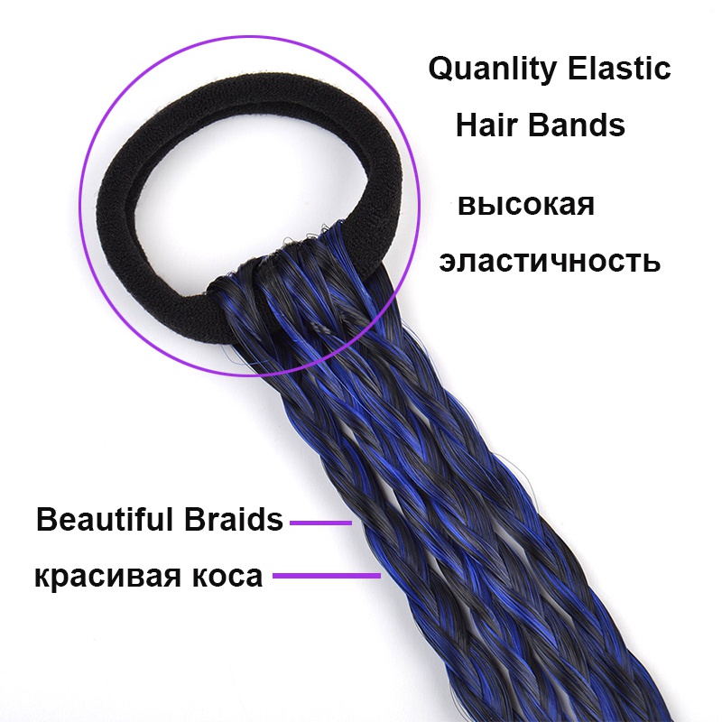 Dây Buộc Tóc Giả Thắt Bím Nhiều Màu Sắc Thời Trang Cho Nữ 45cm