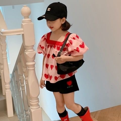 Áo Thun Cotton Cổ Tròn Tay Ngắn Phồng Thoải Mái Thời Trang Mùa Hè Kiểu Pháp Cho Bé Gái