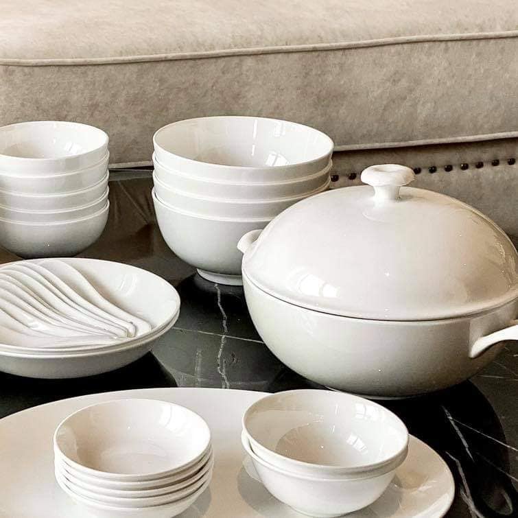 Set bát sứ Imperial 50 món trắng trơn