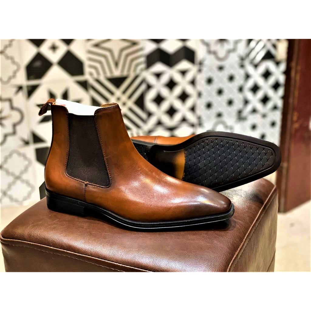 Giày nam Chelsea Boots da Mộc đánh màu Patina BẢO HÀNH 12 THÁNG (Tặng Lót Đế)