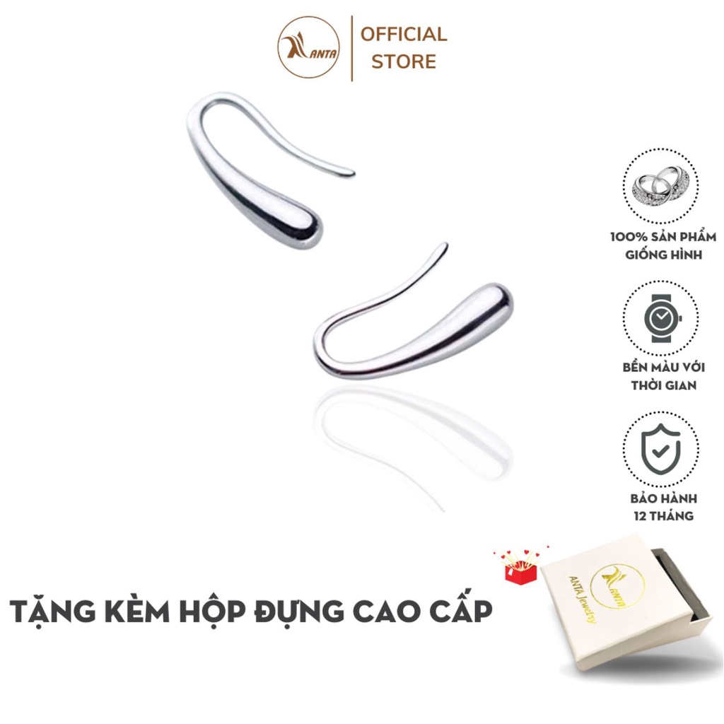 Khuyên tai bạc kiểu dáng thiết kế móc hình giọt xương ANTA Jewelry ATJ9009