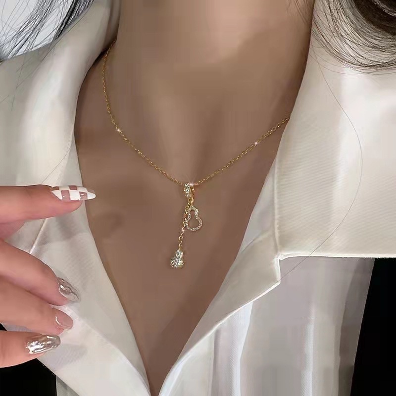 Dây Chuyền Mạ Vàng Mặt Quả Bầu Đính Đá Thời Trang Hàn Quốc