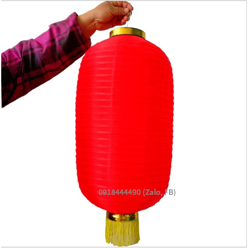 Đèn lồng vải chịu mưa nắng dáng dài hình trụ trang trí Tết, trang trí nhà hàng
