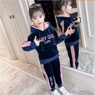 Bộ bé gái thể thao nỉ nhung cao cấp