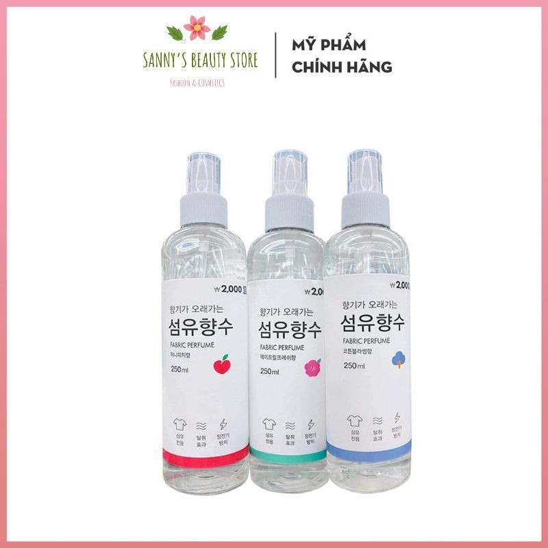 Xịt Thơm Quần Áo 🌸 FREESHIP 🌸 Nước Hoa Quần Áo Hàn Quốc Fabric Perfume 250ml (3 mùi)