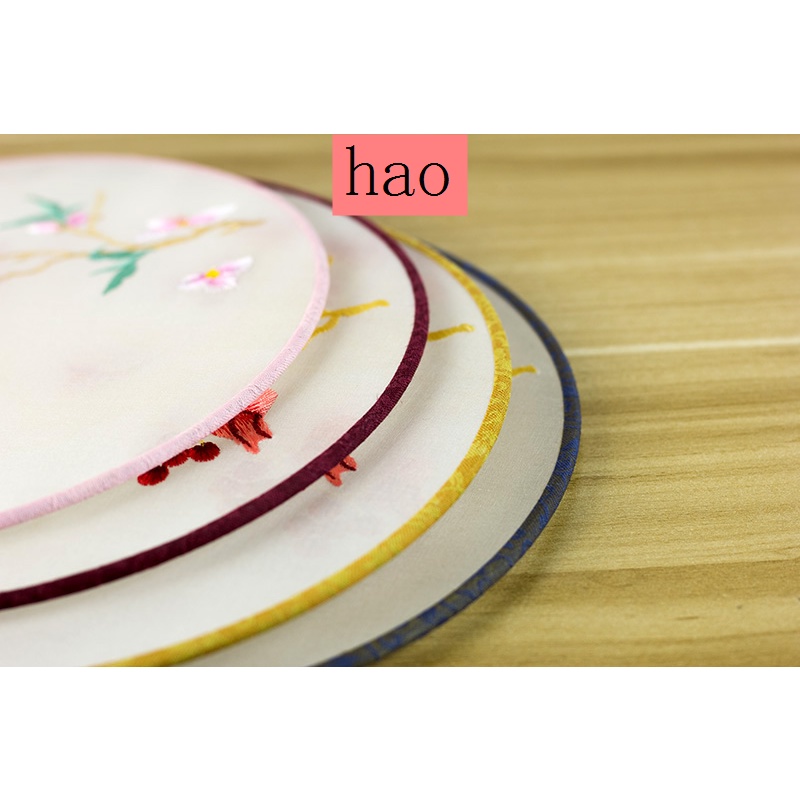 Quạt Tròn Cầm Tay Bằng Lụa Trong Suốt Thêu Họa Tiết Phong Cách Cổ Điển Phối Tua Rua Thời Trang Cho Nữ