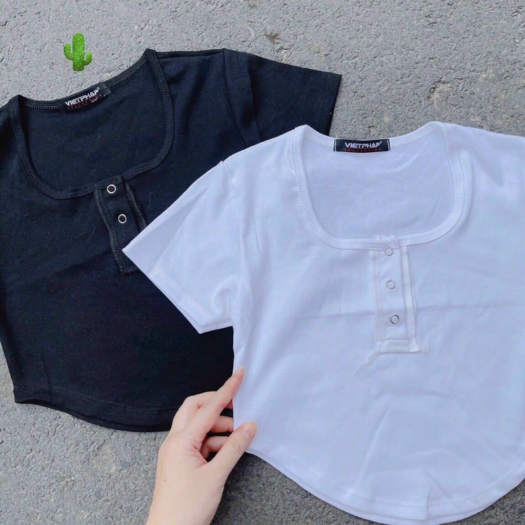 [Thế Giới Coptop] Áo Croptop Vạt Bầu Cúc Cài PC [Hàng Đẹp]