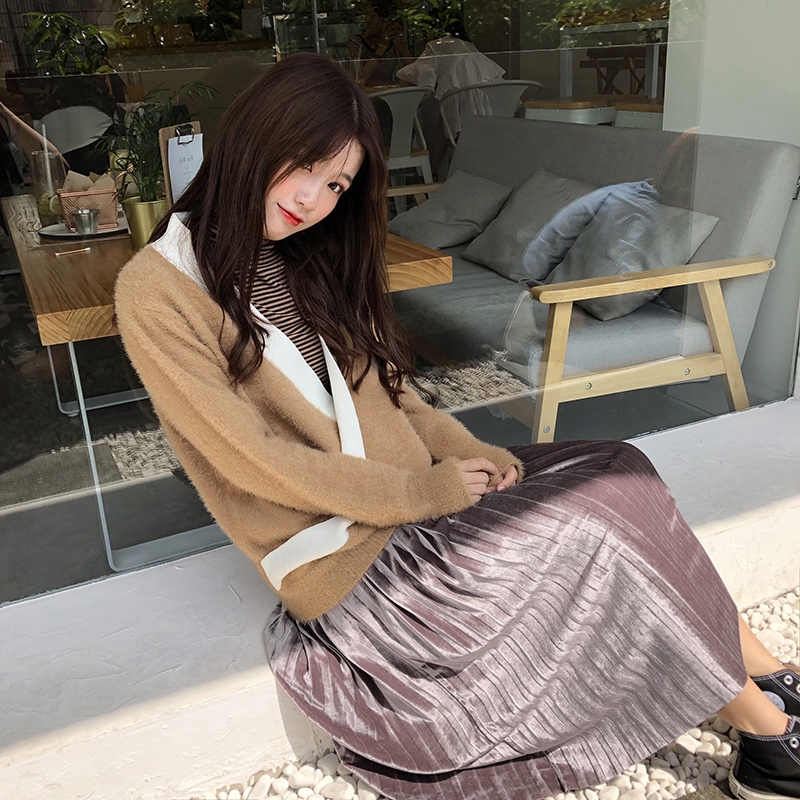 SUXI Chân váy eo cao thời trang nữ phong cách Hàn Quốc