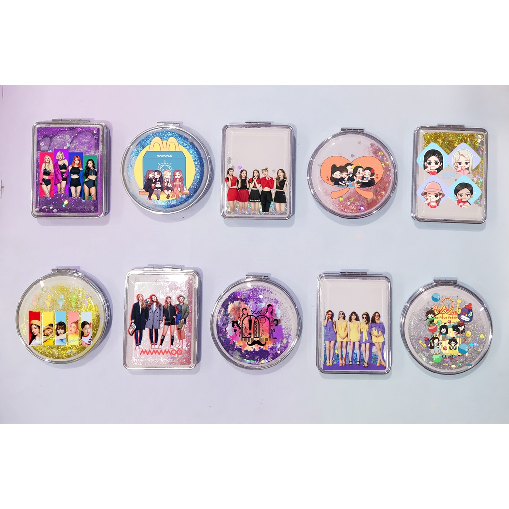 Gương nước chảy kim tuyến GOT7 MAMAMOO ITZY RED VELVET in hình GNI43 gương 2 mặt idol kpop