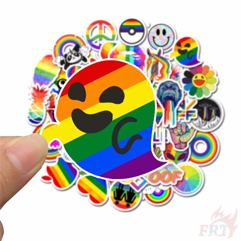 ❉ Hello！Let's Rainbow Series 02 Stickers ❉ 50Pcs/Set DIY Fashion Mixed Luggage Laptop Skateboard Decals Doodle Stickers