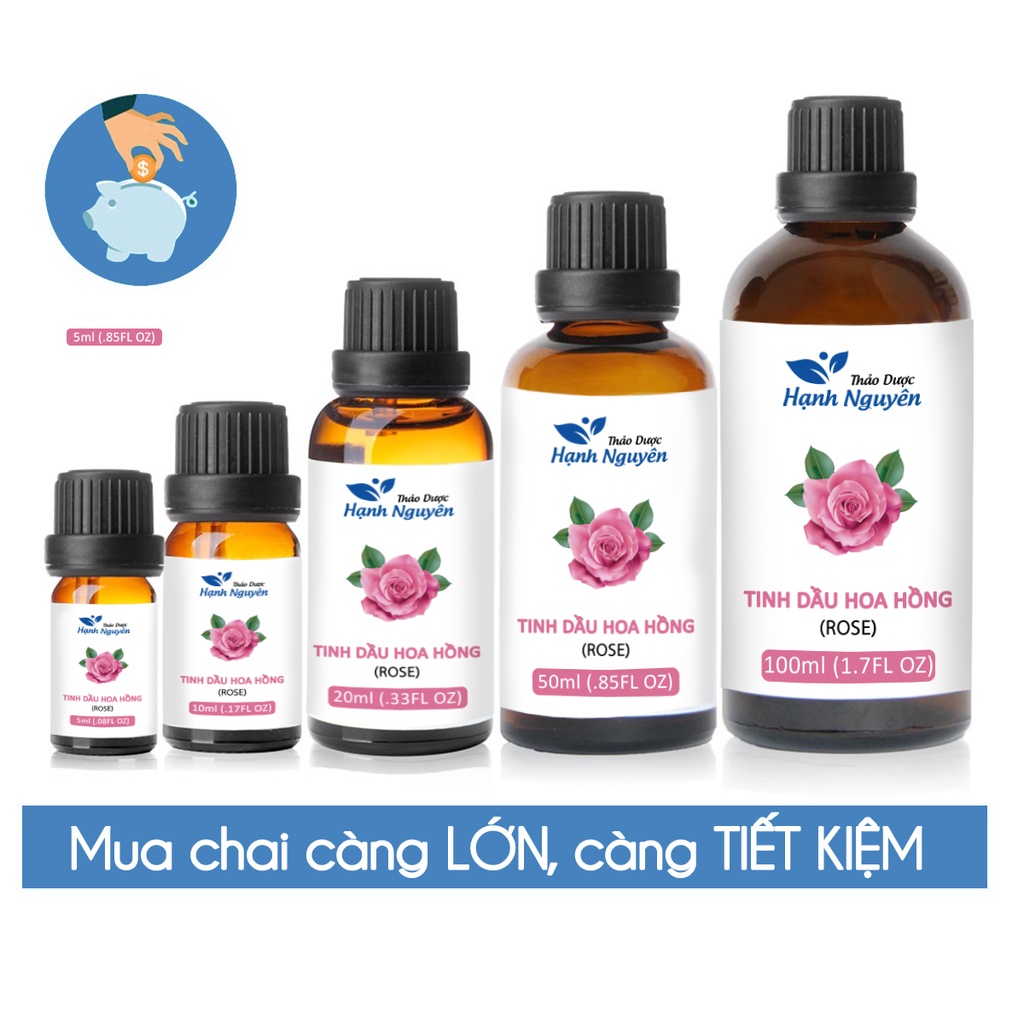 Tinh dầu Hoa Hồng 100ml, cao cấp nhập khẩu, hương nước hoa thiên nhiên, thơm phòng - Thảo dược Hạnh Nguyên