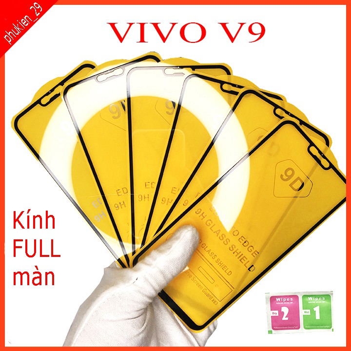 Kính cường lực VIVO V9, Kính cường lực full màn hình, Ảnh thực shop tự chụp, tặng kèm bộ giấy lau kính TAIYOSHOP4