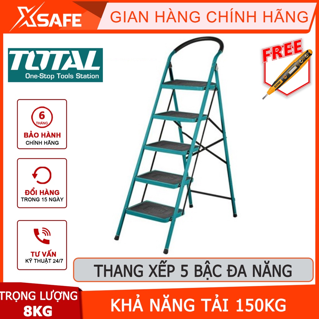 Thang xếp 5 bậc đa năng TOTAL THLAD09051 chất liệu thép, kích thước mỗi bậc thang 380*260mm, khả năng tải 150kg - XSAFE