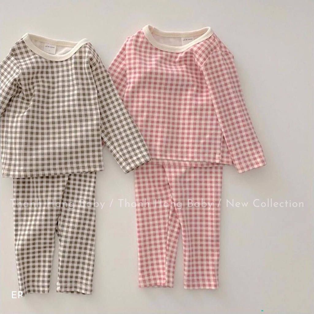 Bộ cotton dài tay cho bé trai bé gái mặc thu đông thanh hằng baby 7kg đến 15kg