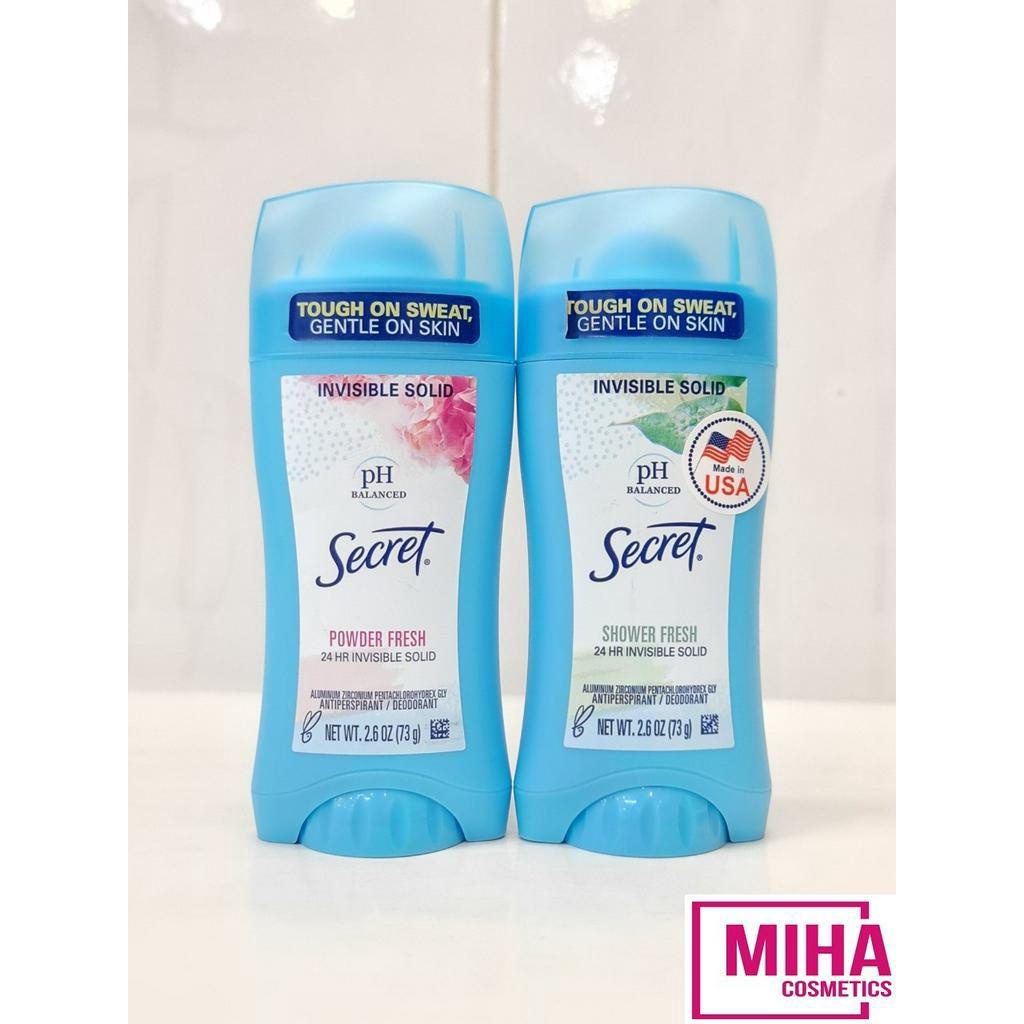 Lăn Sáp Khử Mùi Nữ Secret pH Balanced Powder Hoặc Shower Fresh Invisible Solid 73g Mỹ