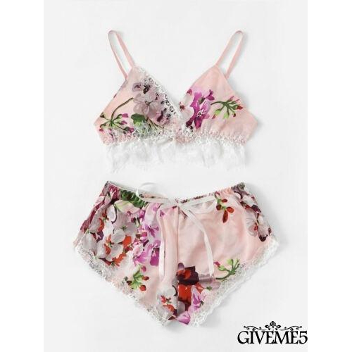 Bộ Đồ Ngủ Hai Dây Phối Ren Gợi Cảm Cho Nữ