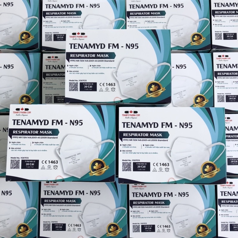 Combo 3 hộp Khẩu Trang Tenamyd FM N95 kháng khuẩn kháng bụi bẩn tiêu chuẩn N95