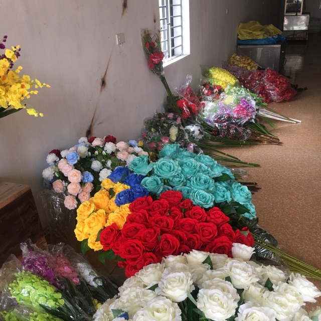 Hoa hồng lụa + hoa lan