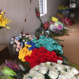 Hoa hồng lụa + hoa lan