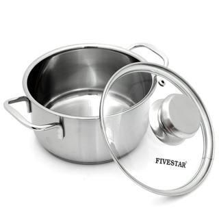 Nồi inox 430 bếp từ 3 đáy Fivestar Standard 16cm nắp kính.tặng 5 muỗng inox
