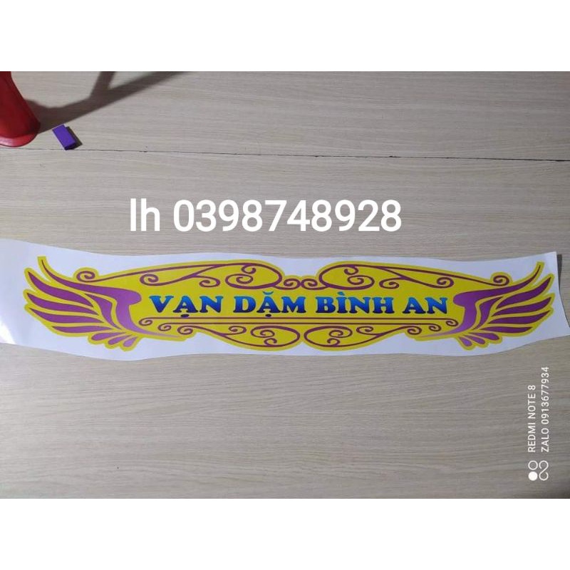 Decal chữ Vạn dặm bình an dán xe tải, Tem xe tải, xe ben. Tem chữ vạn dặm bình an mẫu hoa văn